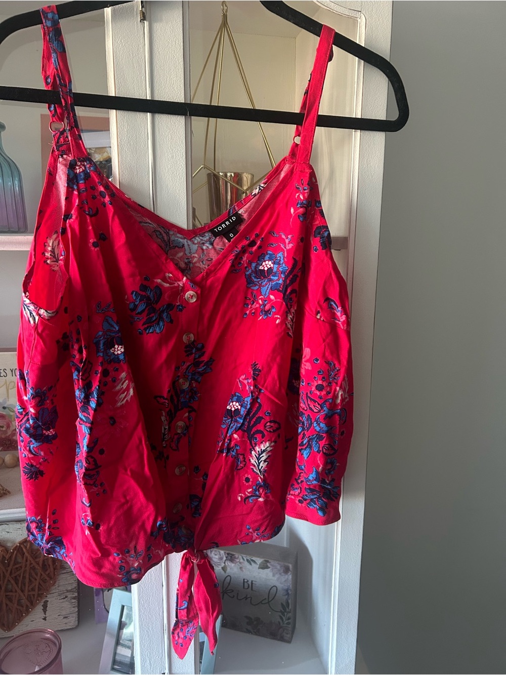 torrid Pink-Red Floral Tie-Front Camisole